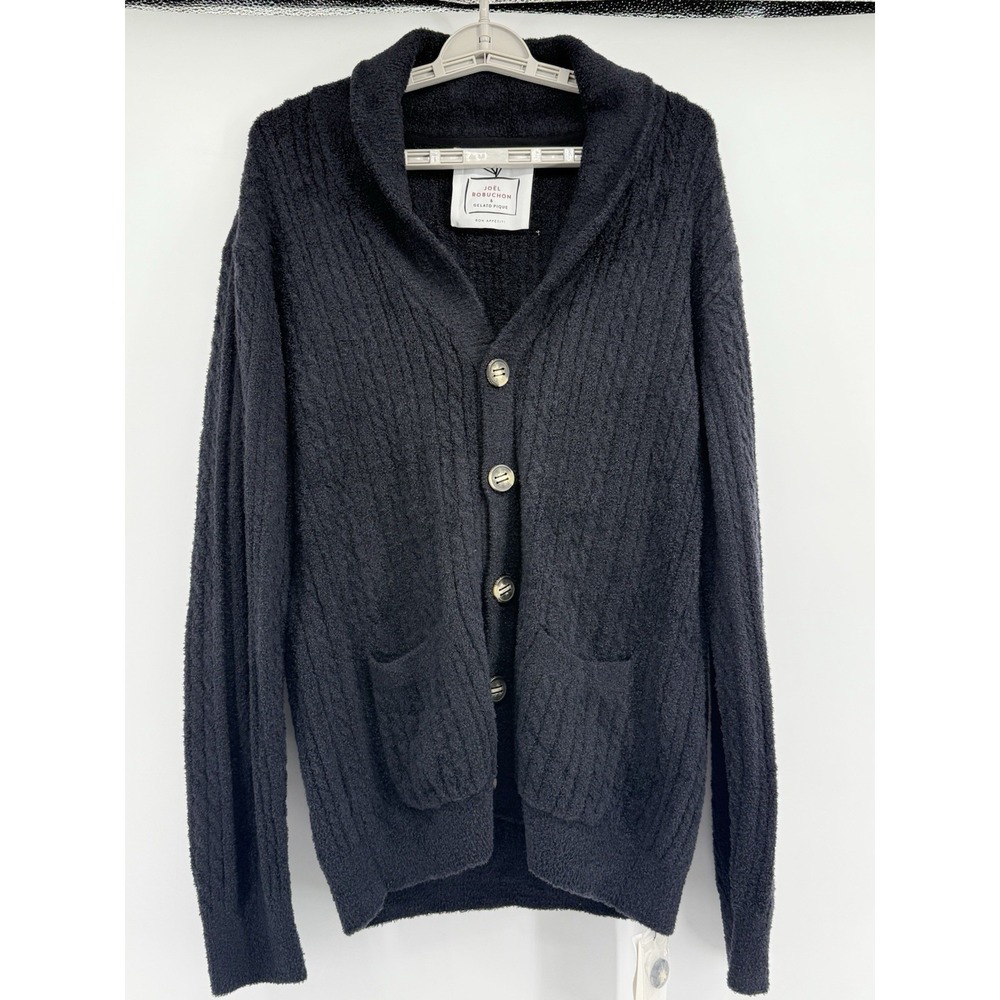 Gelato Pique Joel Robuchon Cardigan Black Nylon Cotton Silk Large New